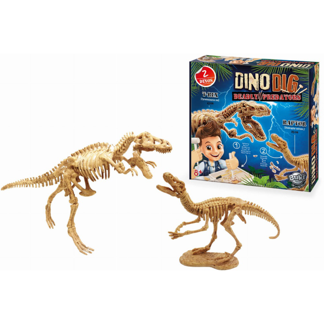 MAŁY ARCHEOLOG szkielety dinozaurów T-rex Velociraptor