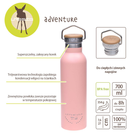 TERMOS ze stali nierdzewnej 700 ml Adventure Rose