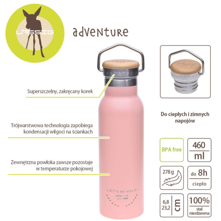 TERMOS ze stali nierdzewnej 460 ml Adventure Rose