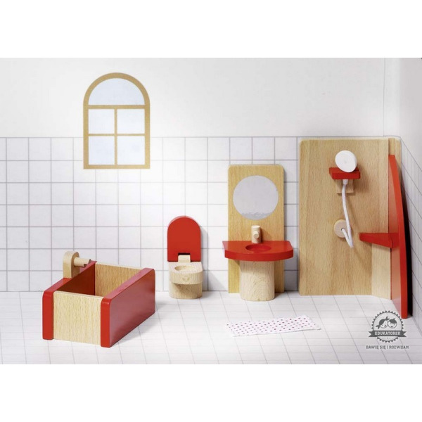Drewniane mebelki do domku dla lalek ŁAZIENKA