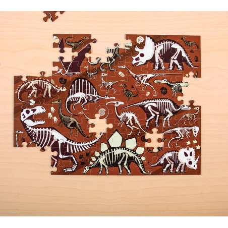 DINOZAURY tekturowe puzzle dwustronne 100 el.