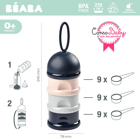 DARK BLUE, GRAY, PINK pojemniki na mleko w proszku