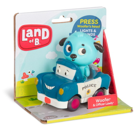 MIĘKKIE AUTKO SENSORYCZNE radiowóz z pieskiem Woofer & Officer Lawly