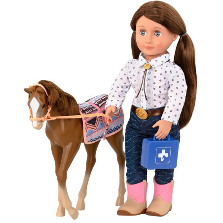 KASZTANOWY źrebak koń 30 cm dla lalki