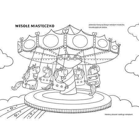 BROKATOWE JEDNOROŻCE kolorowanka z naklejkami