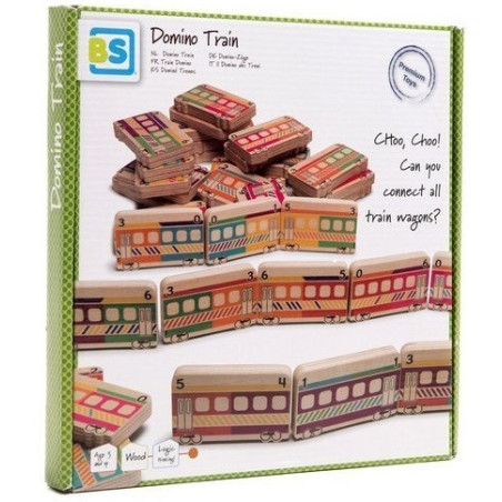 POCIĄGI drewniane domino 28 el.