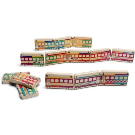 POCIĄGI drewniane domino 28 el.