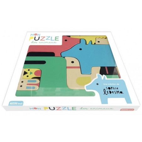 ZWIERZĄTKA drewniane klocki układanka 9 el.