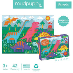 DINOZAURY tekturowe puzzle sensoryczne z miękkimi aplikacjami 42 el.