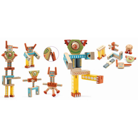 ZE ELASTOROBOT drewniany robot 7 el.