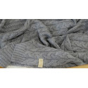 GREY kocyk wełniany merino premium collection warkocz 80 x 100 cm