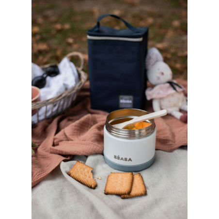 BALTIC BLUE/WHITE pojemnik termos obiadowy ze stali nierdzewnej z hermetycznym zamknięciem duży 500 ml