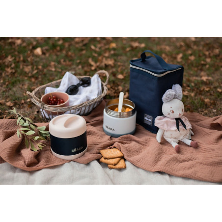 BALTIC BLUE/WHITE pojemnik termos obiadowy ze stali nierdzewnej z hermetycznym zamknięciem duży 500 ml