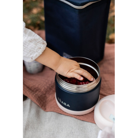 LIGHT PINK/NIGHT BLUE pojemnik termos obiadowy ze stali nierdzewnej z hermetycznym zamknięciem duży 500 ml