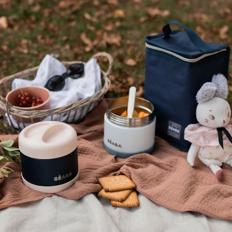 LIGHT PINK/NIGHT BLUE pojemnik termos obiadowy ze stali nierdzewnej z hermetycznym zamknięciem duży 500 ml