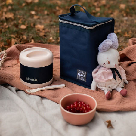 LIGHT PINK/NIGHT BLUE pojemnik termos obiadowy ze stali nierdzewnej z hermetycznym zamknięciem duży 500 ml