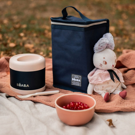 LIGHT PINK/NIGHT BLUE pojemnik termos obiadowy ze stali nierdzewnej z hermetycznym zamknięciem duży 500 ml