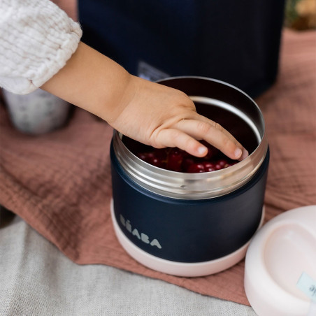 LIGHT PINK/NIGHT BLUE pojemnik termos obiadowy ze stali nierdzewnej z hermetycznym zamknięciem duży 500 ml