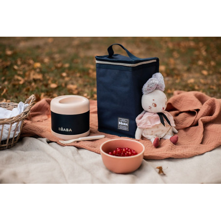 LIGHT PINK/NIGHT BLUE pojemnik termos obiadowy ze stali nierdzewnej z hermetycznym zamknięciem duży 500 ml