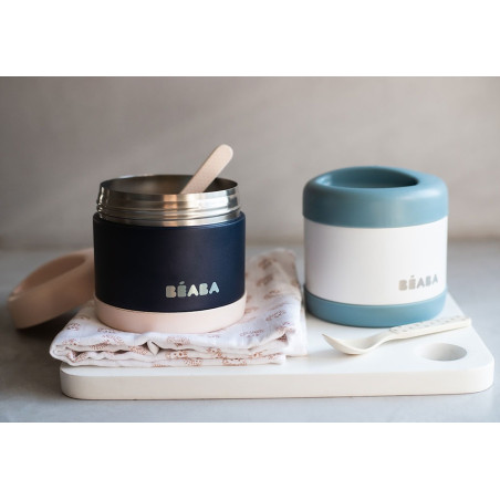 LIGHT PINK/NIGHT BLUE pojemnik termos obiadowy ze stali nierdzewnej z hermetycznym zamknięciem duży 500 ml