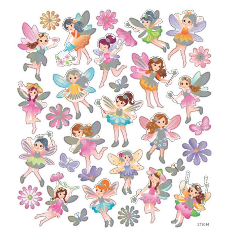 KWIATOWE WRÓŻKI naklejki metaliczne 30 szt.