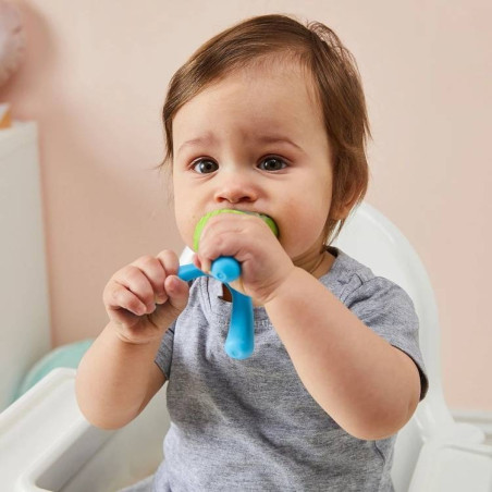 NIEBIESKI silikonowy gryzak do podawania pokarmu