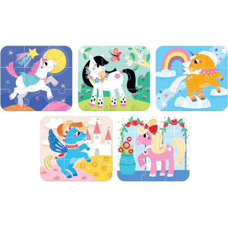 UKŁADAM KONIKI puzzle tekturowe 5 układanek