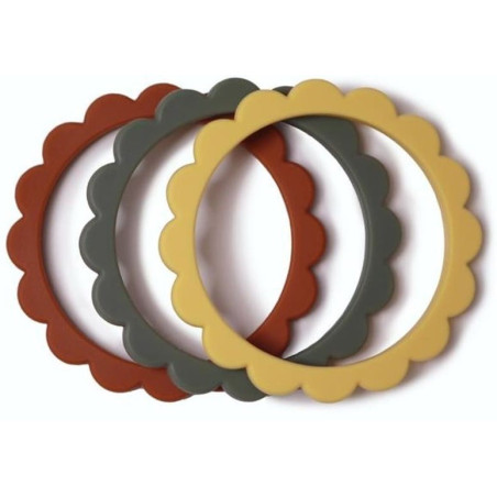 CLAY, DRIED THYME, SUNSHINE gryzaki silikonowe bransoletki 3 szt. Flower