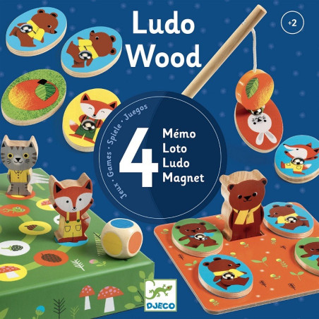 LUDO WOOD zestaw gier 4w1