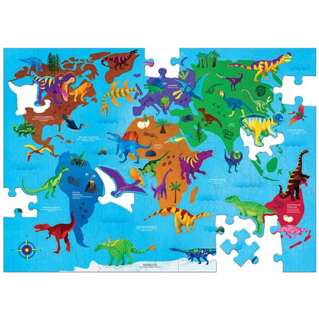 ŚWIAT DINOZAURÓW puzzle tekturowe z elementami w kształcie dinozaurów 80 el.