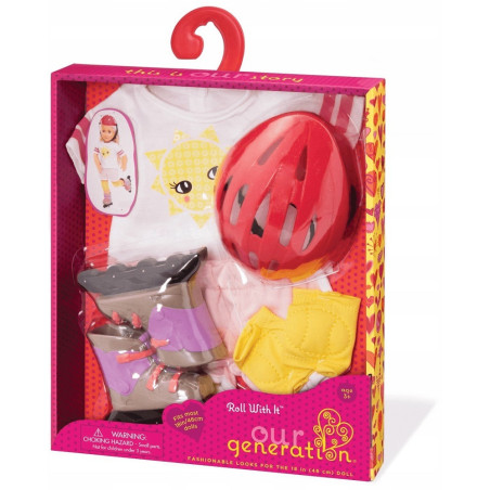 ZESTAW UBRANEK z akcesoriami dla lalki 46 cm standard