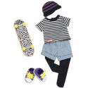 ZESTAW UBRANEK z deskorolką dla lalki 46 cm standard