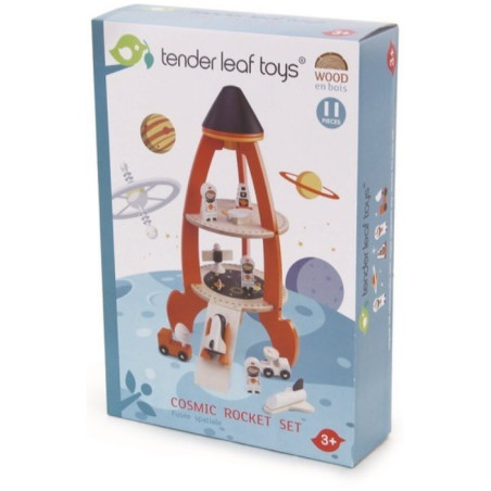 DREWNIANA RAKIETA kosmiczna z akcesoriami