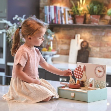 DREWNIANA KUCHNIA PRZENOŚNA z akcesoriami Mini Chef