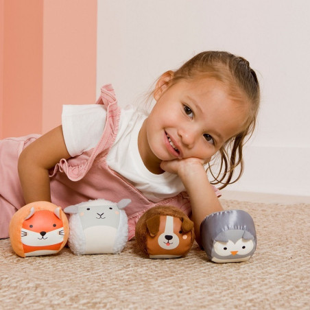 WIEŚ I LAS zestaw 4 miękkich piłeczek zwierzątek sensorycznych DooBalls