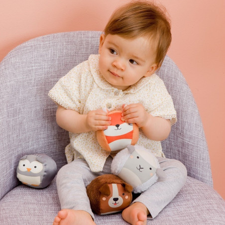 WIEŚ I LAS zestaw 4 miękkich piłeczek zwierzątek sensorycznych DooBalls