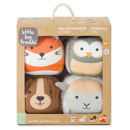 WIEŚ I LAS zestaw 4 miękkich piłeczek zwierzątek sensorycznych DooBalls