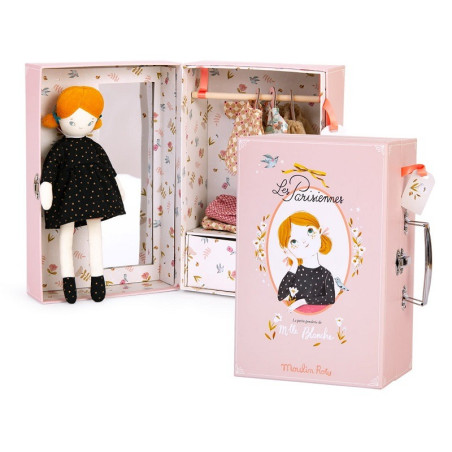 PARYŻANKA walizka z lalką i garderobą