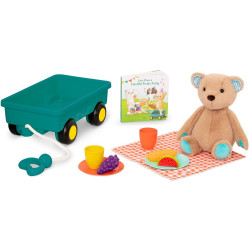 WAGONIK z misiem, książką i zestawem piknikowym HappyHues Cara Mellow Bear Playset