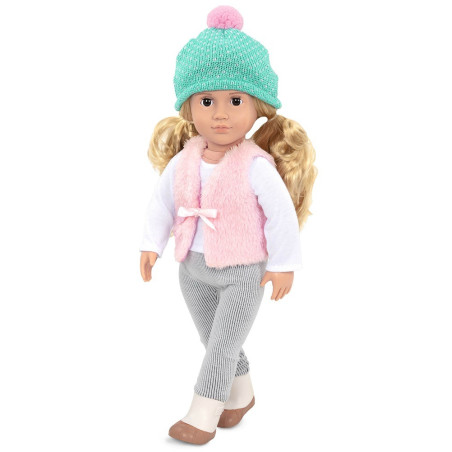 FUTRZANY BEZRĘKAWNIK z akcesoriami dla lalki 46 cm standard