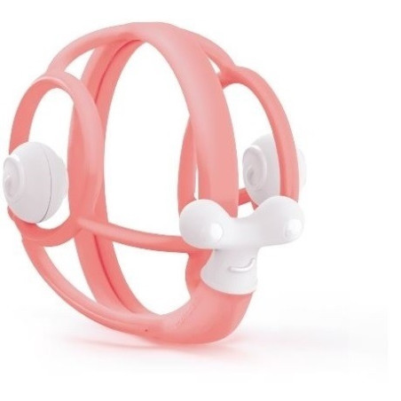 ŚLIMACZEK różowy silikonowy gryzak z grzechotką deluxe