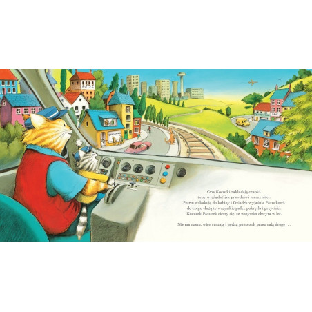 DZIEŃ W ZWIERZACZKOWIE Wyruszamy pociągami z kocurkami książka Sharon Rentta