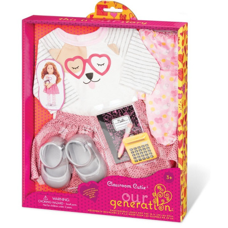 ZESTAW UBRANEK lekcja matematyki dla lalki 46 cm standard