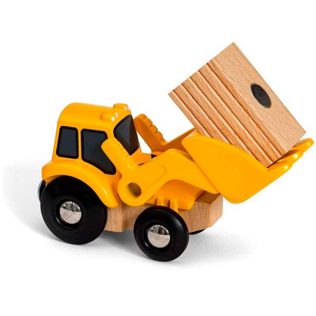DREWNIANA ŁADOWARKA żółty pojazd World