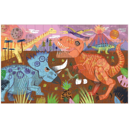 DINOZUARY tekturowe puzzle soczewkowe z ruchomym obrazkiem 3D 75 el.