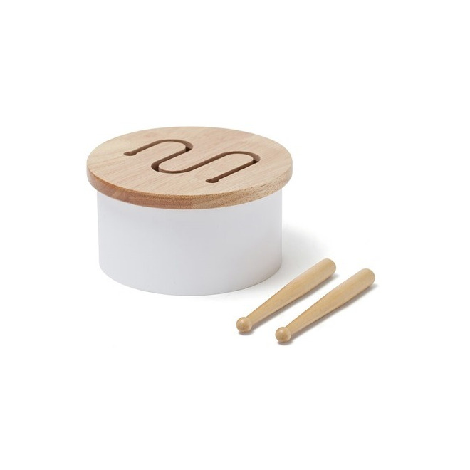 DREWNIANY BĘBENEK instrument z pałeczkami Mini White