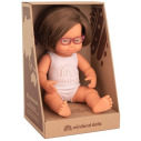 EUROPEJKA lalka dziewczynka z okularami Zespół Downa 38 cm
