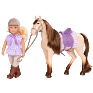 MARJORIE lalka dżokejka 15 cm z koniem Maple