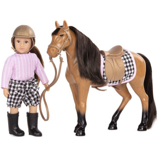 CELIA lalka dżokejka 15 cm z koniem Cinnamon