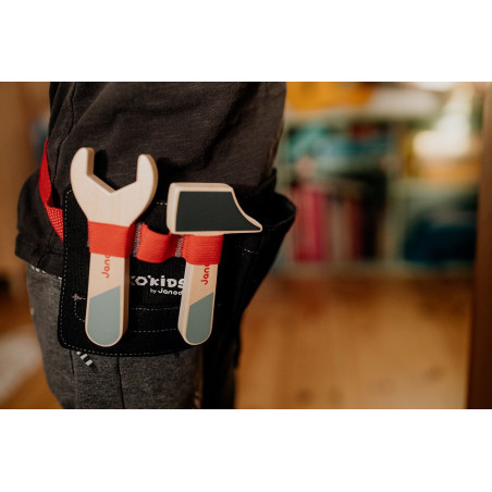 PAS z drewnianymi narzędziami i rękawicami roboczymi Brico'kids